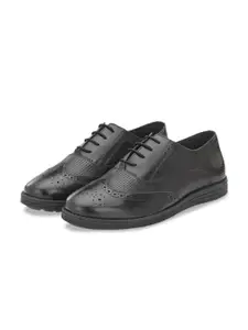 LEGWORK Men Textured Round Toe Leather Formal Brogues