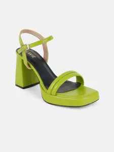 Lavie Colourblocked Party Block Sandals with Buckles