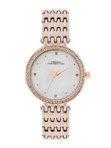 French Connection Women Embellished Dial & Bracelet Style Straps Analogue Watch FCN075RTM