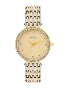 French Connection Women Embellished Dial & Stainless Steel Bracelet Style Watch FCN075TM