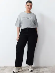 Trendyol Women Solid High-Rise Distressed Jeans