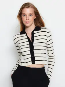 Trendyol Striped Crop Cardigan Sweaters