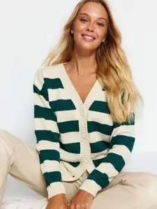Trendyol Striped V-Neck Cardigan Sweaters