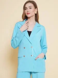 BAESD Notched Lapel Long Sleeves Double-Breasted Scuba Blazer