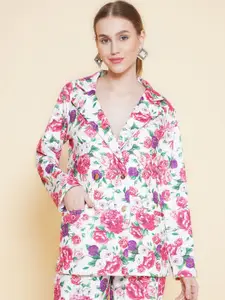 BAESD Floral Printed Notched Lapel Scuba Blazer