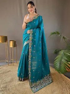 DEVATITHI Floral Embroidered  Tussar Saree