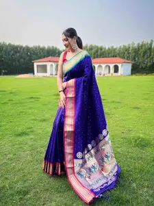 DEVATITHI Woven Design Zari Silk Blend Patola Saree