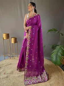 DEVATITHI Floral Embroidered Tussar Saree