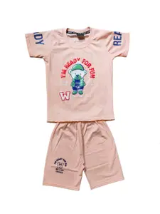 BAESD Boys Printed Short Sleeves Pure Cotton Top With Trouser