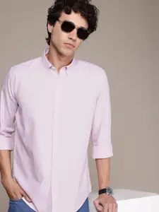 French Connection Pure Cotton Self Design Slim Fit Opaque Casual Shirt