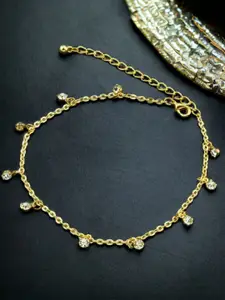 Sangria Gold-Toned Crystals Studded Anklet