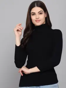 TANDUL Turtle Neck Long Sleeves Ribbed Woollen Pullover