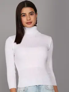 TANDUL Turtle Neck Long Sleeves Ribbed Woollen Pullover