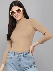 TANDUL Turtle Neck Long Sleeves Ribbed Woollen Pullover