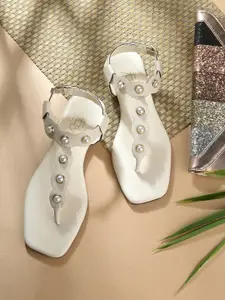 Zebba Embellished Open Toe Flats