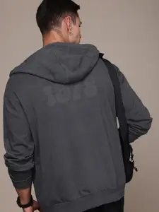 The Roadster Life Co. Front-Open Pure Cotton Printed Hooded Relaxed Fit Sweatshirt