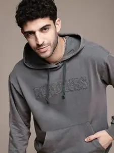 The Roadster Life Co. Applique Detailed Washed Effect Relaxed Fit Hooded Sweatshirt