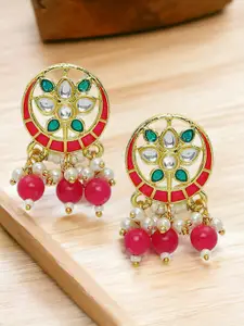 Anouk Gold-Plated Crescent Shaped Meenakari Chandbalis Earrings