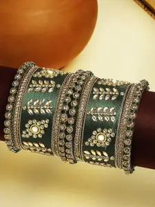 Anouk Set of 10 Gold-Plated Silk Thread & Kundan Stone Studded Bangles