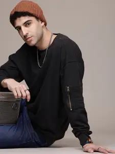 The Roadster Life Co. Long Sleeves Pure Cotton Washed Effect Sweatshirt