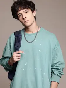 The Roadster Lifestyle Co. Abstract Print Oversized Pure Cotton Sweatshirt