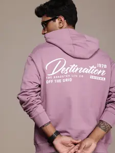 The Roadster Life Co. Typography Printed Relaxed Fit Hooded Sweatshirt