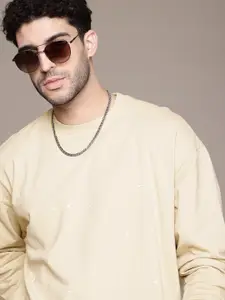 The Roadster Life Co. Printed Pure Cotton Oversized Sweatshirt