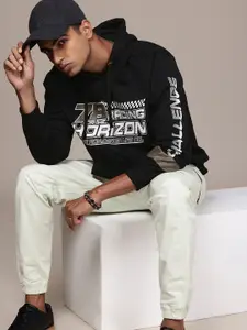 The Roadster Life Co. Typography Printed Relaxed Fit Hooded Sweatshirt