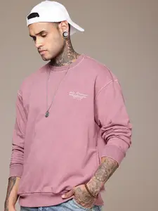 The Roadster Life Co. Pure Cotton Printed Relaxed Fit Washed Sweatshirt