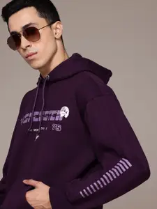 The Roadster Lifestyle Co. Printed Hooded Relaxed Sweatshirt