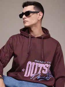 The Roadster Life Co. Typography Printed Relaxed Fit Hooded Pullover Sweatshirt