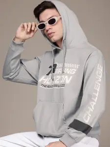 The Roadster Life Co. Typography Printed Hooded Relaxed Fit Sweatshirt