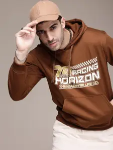 The Roadster Life Co. Typography Printed Relaxed Fit Hooded Sweatshirt