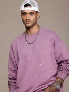 The Roadster Life Co. Long Sleeves Pure Cotton Printed Oversized Sweatshirt