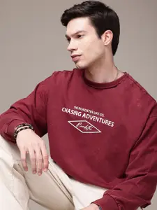 The Roadster Life Co. Pure Cotton Brand Logo Printed Oversized Sweatshirt