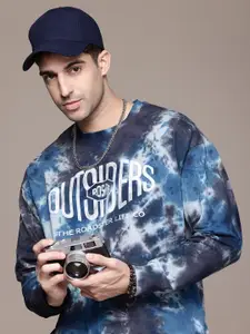 The Roadster Life Co. Pure Cotton Dyed Brand Logo Printed Oversized Sweatshirt