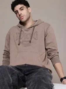 The Roadster Life Co. Pure Cotton Applique Relaxed Fit Hooded Sweatshirt