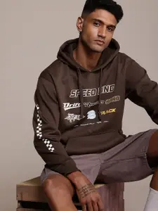 The Roadster Life Co. Relaxed Fit Typography Printed Hooded Sweatshirt