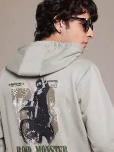 The Roadster Lifestyle Co. Printed Hooded Relaxed Sweatshirt