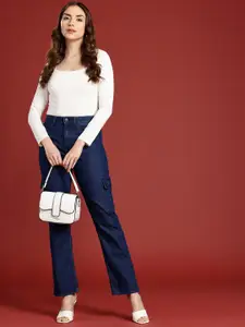 all about you Women Straight Fit Light Fade Stretchable  Cargo Jeans