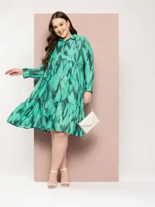 Sztori Plus-Size Printed Shirt Midi Dress