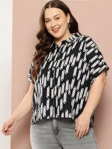 Sztori Plus Size Geometric Printed Casual Shirt