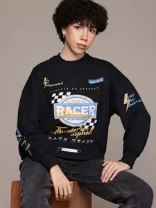 The Roadster Lifestyle Co. Printed Drop-Shoulder Sweatshirt