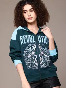 Roadster The Lifestyle Co. Typography Printed Hooded Sweatshirt