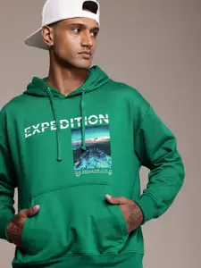 The Roadster Life Co. Graphic Printed Oversized Hooded Sweatshirt