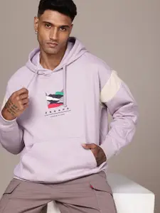 The Roadster Life Co. Oversized Fit Graphic Printed Hooded Sweatshirt