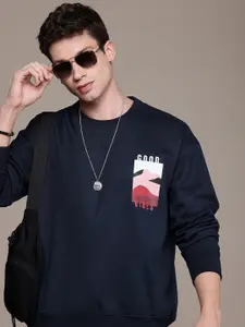 The Roadster Life Co. Printed Relaxed Fit Pullover Sweatshirt