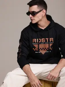 The Roadster Life Co. Brand Logo Printed Relaxed Fit Hooded Sweatshirt