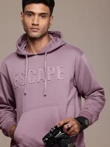 The Roadster Life Co. Typography Embossed Hooded Relaxed Fit Sweatshirt