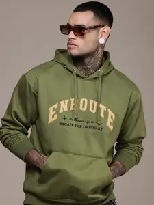 The Roadster Life Co. Typography Embroidered Relaxed Fit Hooded Sweatshirt